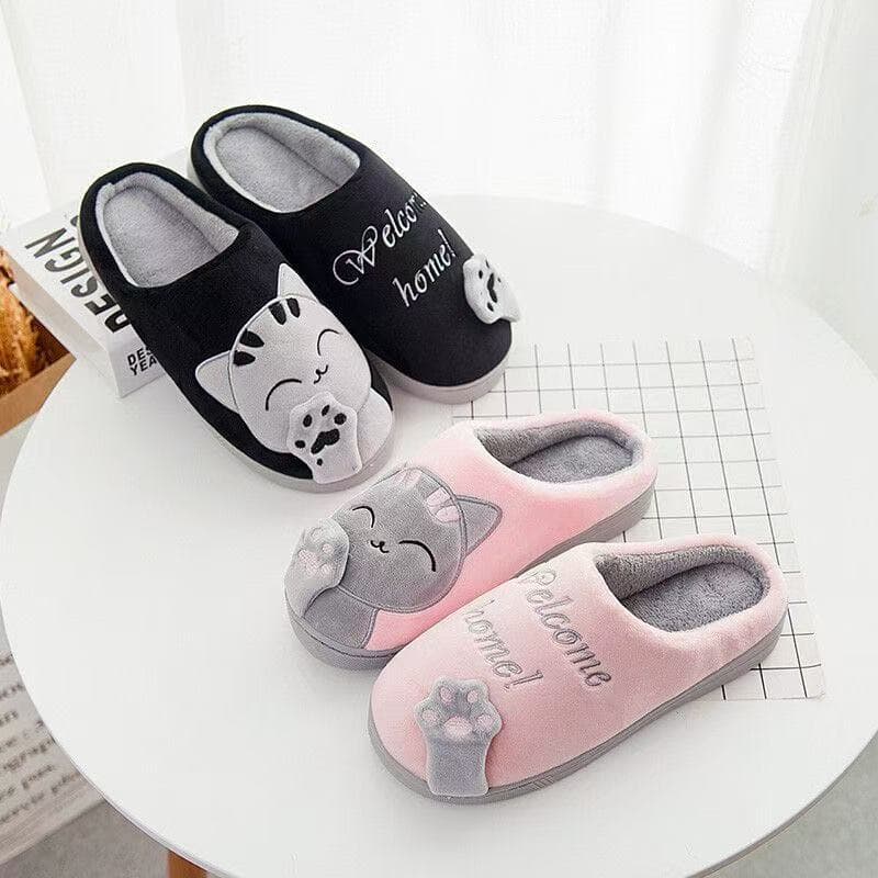 Pantufa Chinelo Feminino Sapato Gato Da Sorte De Inverno Antiderrapante Flexível Quente De Inverno