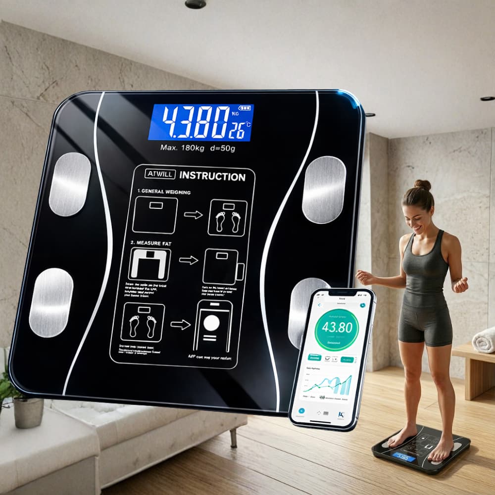 Balança Digital Corporal Bioimpedância App Bluetooth Celular Controle Peso Dieta Academia Nutrição