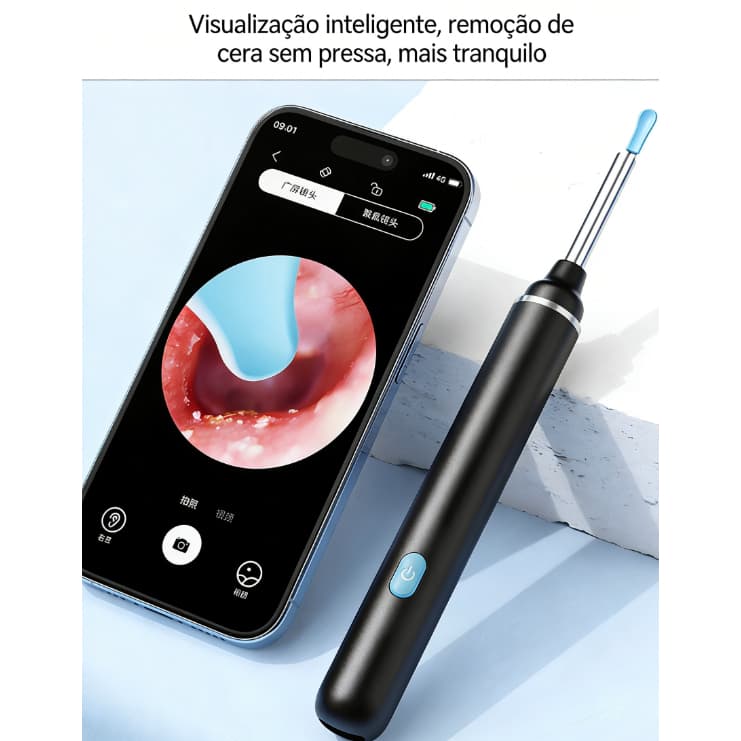Otoscópio Digital 1080P com Colher de Ouvido | Remoção de Cera Auricular para iOS e Android