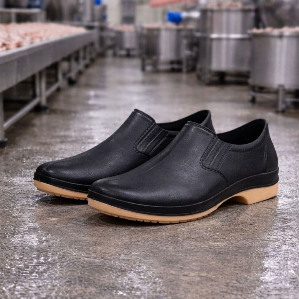 Sapato Cartom Preto Polimerico Leve Tipo Eva para Segurança Hospitais Laboratórios Alimentícia Hortifruti Restaurantes