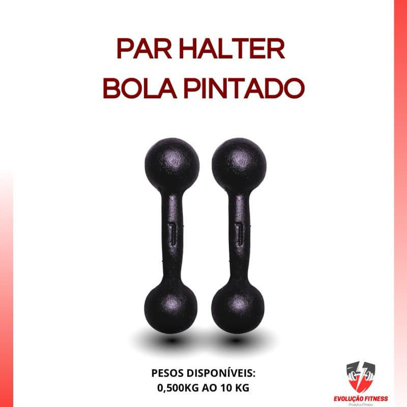 Par Halter Bola 1kg a 5kg Pintado – Peso Livre Treino Funcional Academia em Casa