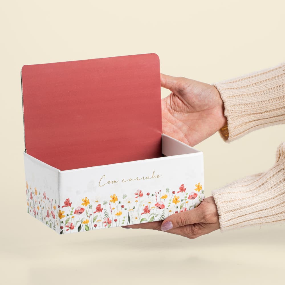 Embalagem Dia das Mães e Namorados - Caixa Mini Display para Cestas e Presentes Com Carinho (03~06 uni.)