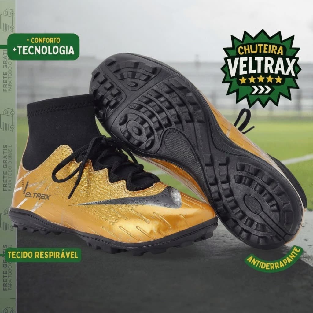 Chuteira Society Masculina Futebol Solado Costurado Leve e Confortável