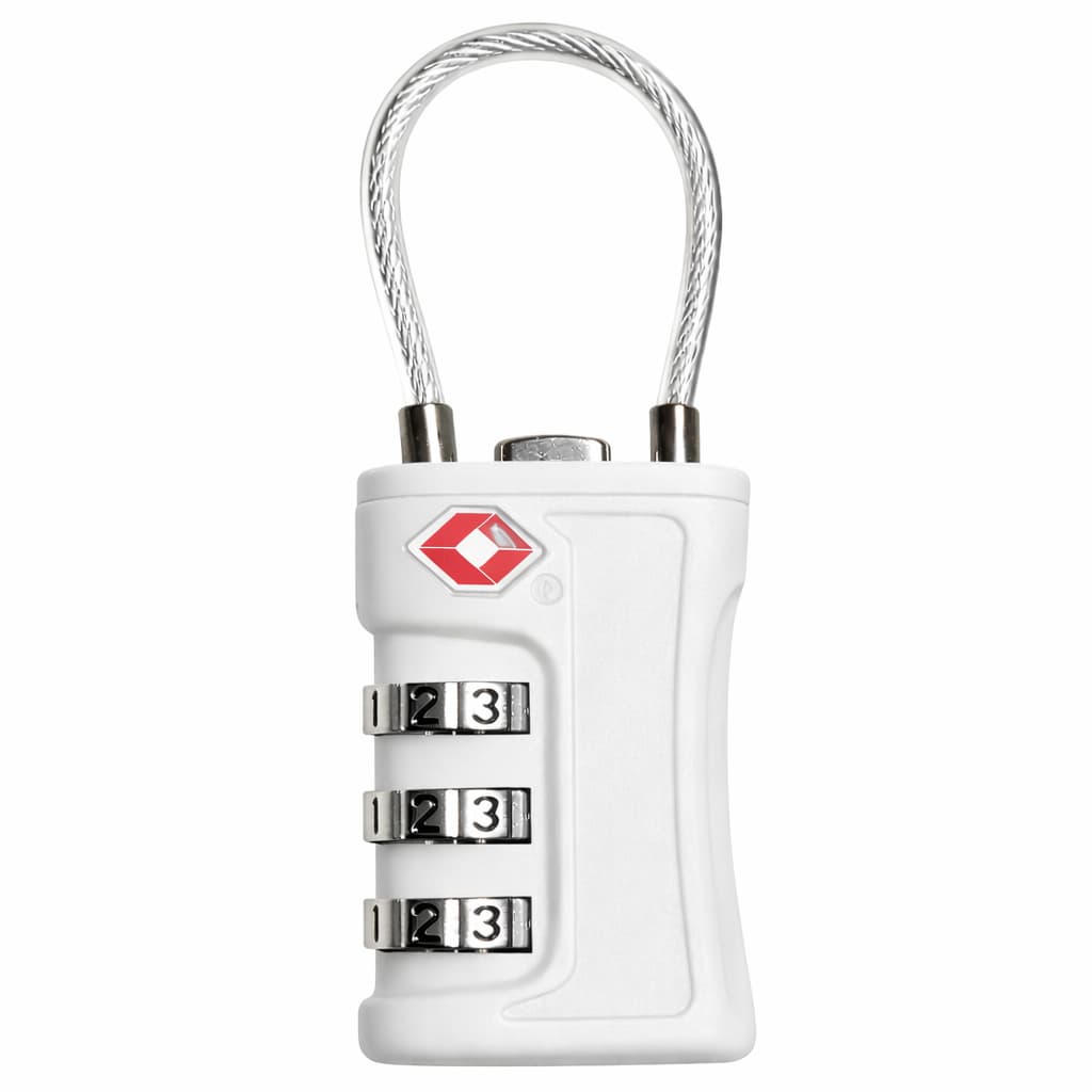 Cadeado TSA com Segredo Senha Cabo Aço Mala Viagem Bagagem Armario Academia Mochila Branco