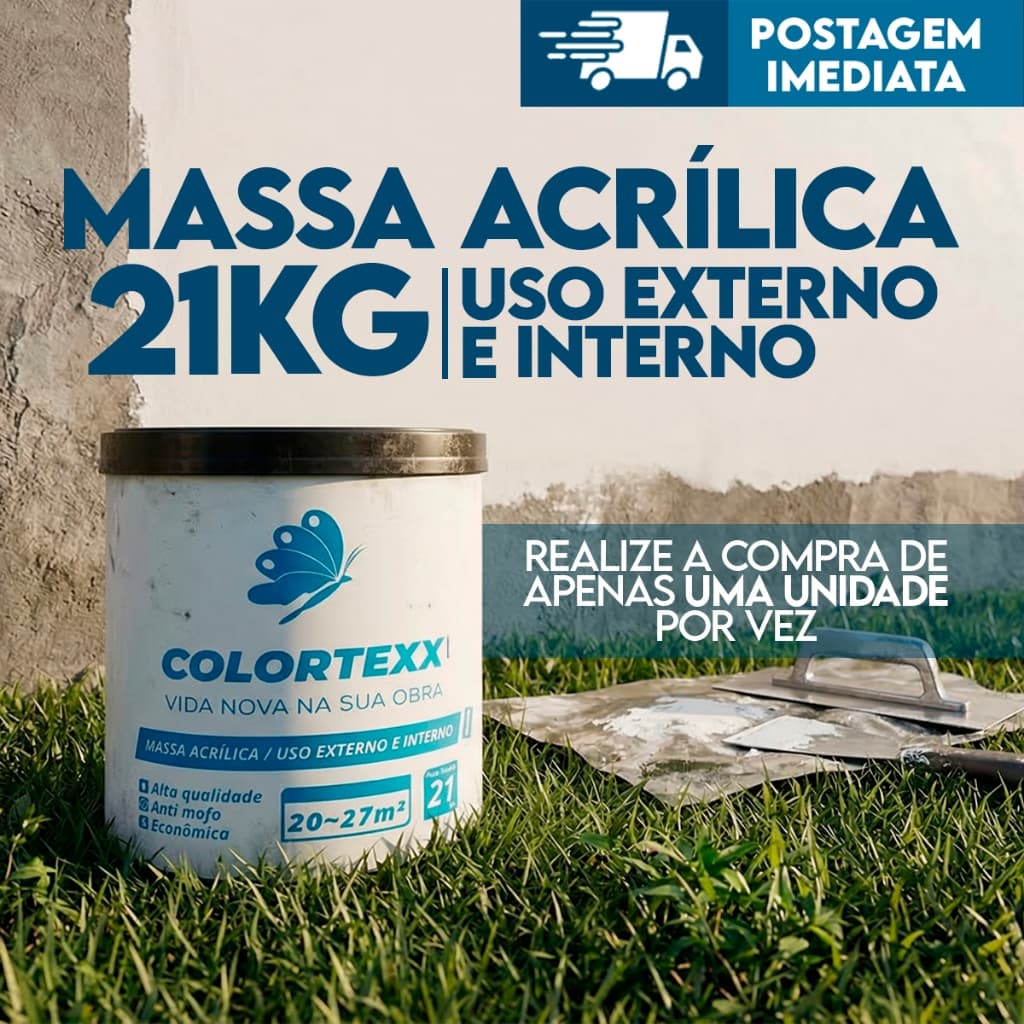Massa Acrílica 21kg Colortexx Premium Externo & Interno Acabamento Fácil Aplicação - branca parede