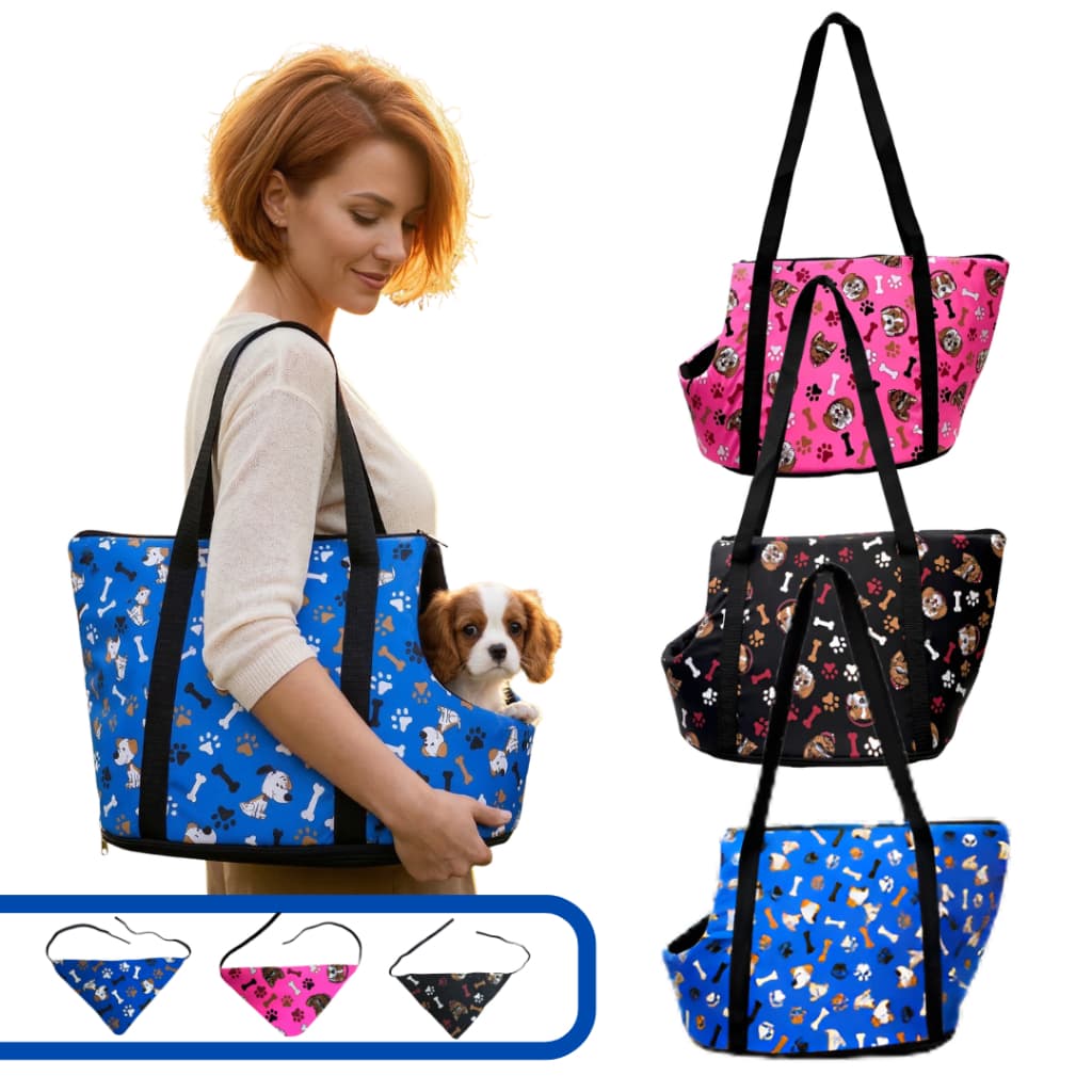 Bolsa de Transporte Pet para Cães e Gatos Viagens e Passeios C/Estofados + Bandana ENVIO IMEDIATO