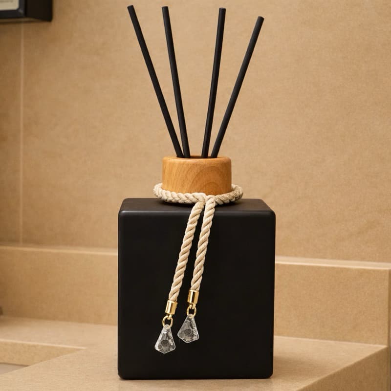 01 Frasco Vidro Difusor de Varetas Ambiente Cubo 250ml Com Cordão