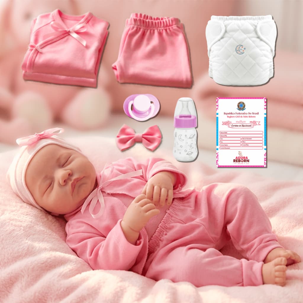 Bebê Reborn Boneca Realista Recém-Nascida 100% Siliconada Pode dar Banho
