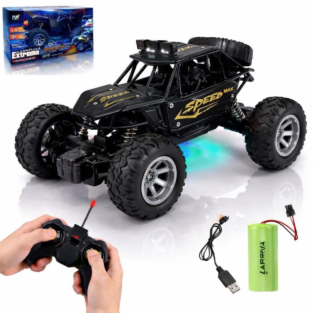 Carrinho de Controle Remoto Recarregável USB Jeep Off Road 4x4 Anda na Terra Rock Crawler