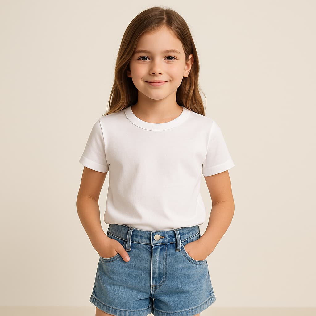 Camiseta Infantil  Premium 100% Algodão Penteado Menino Menina Gola Canelada Básico Casual