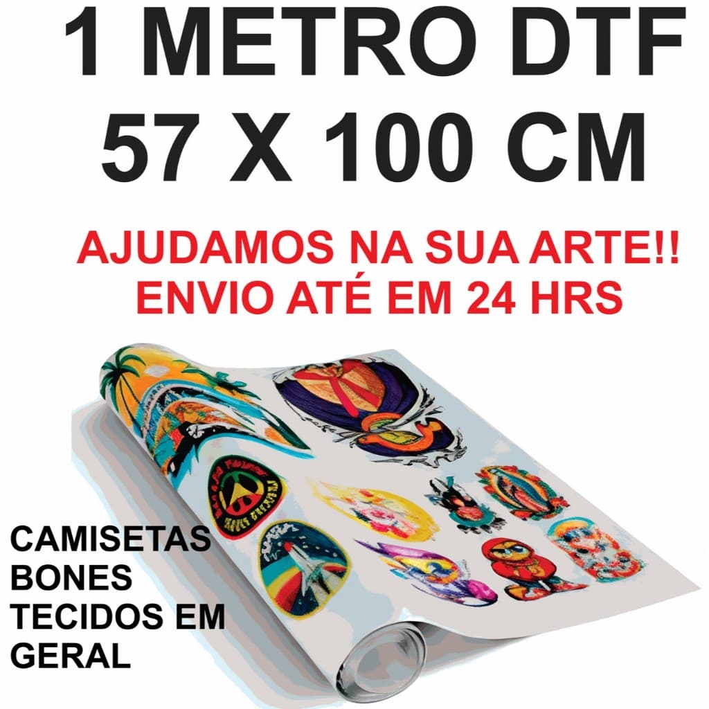 DTF TEXTIL 1 A 4 METROS ROLO 57X100 PARA QUALQUER TECIDO BLUSAS CAMISETAS FIXA C/ FERRO.TERMOCOLANTE