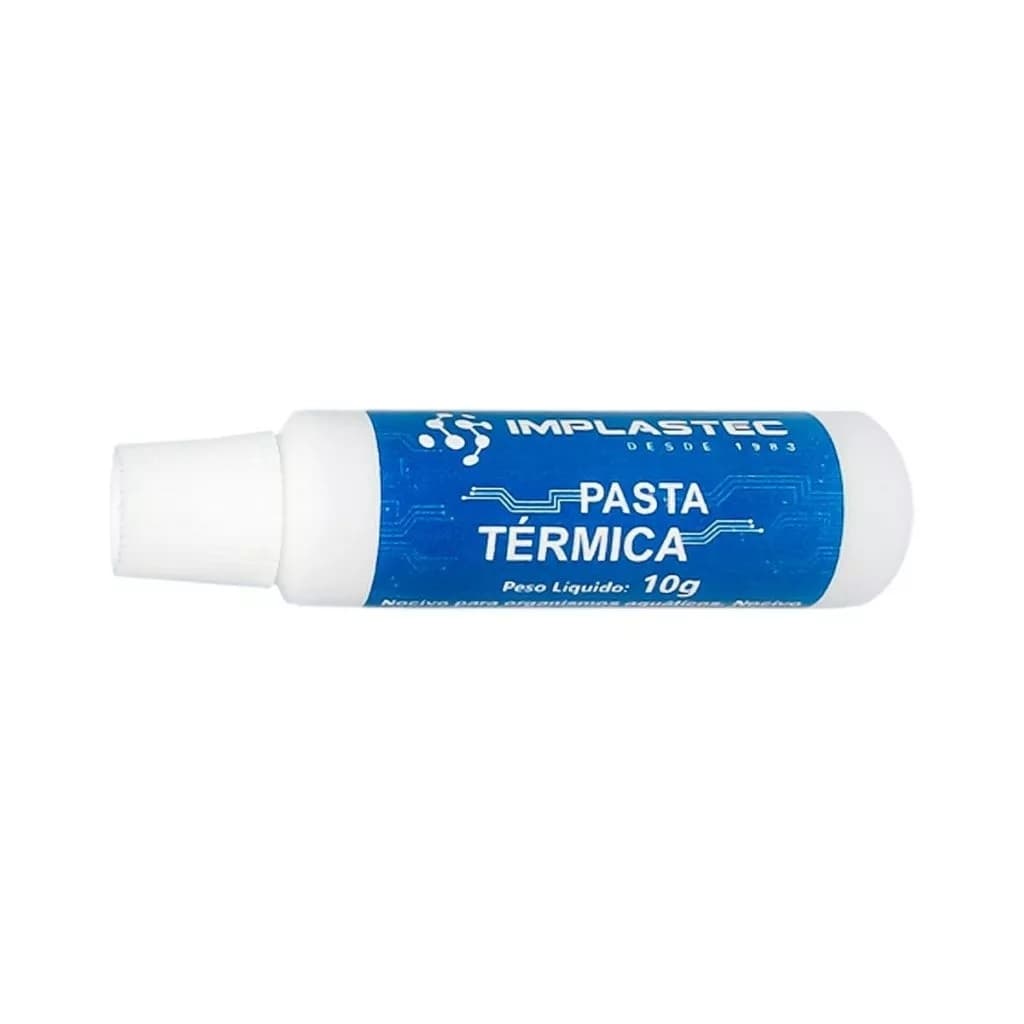 Pasta térmica de silicone (peso líquido de 10 gramas) bisnaga da Implastec (p/ CPU de computador)