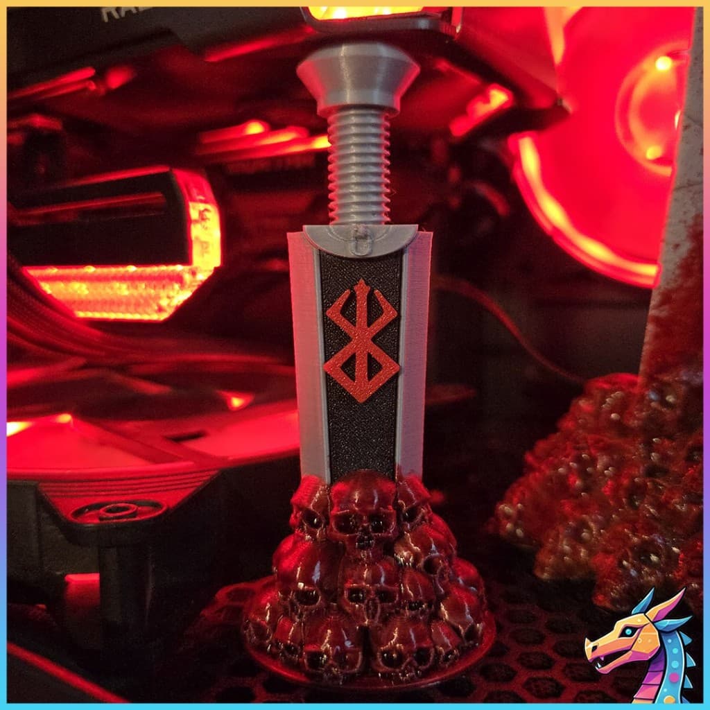 Suporte Ajustável para Placa de Vídeo GPU Berserk Espada Guts - 6cm e 8cm