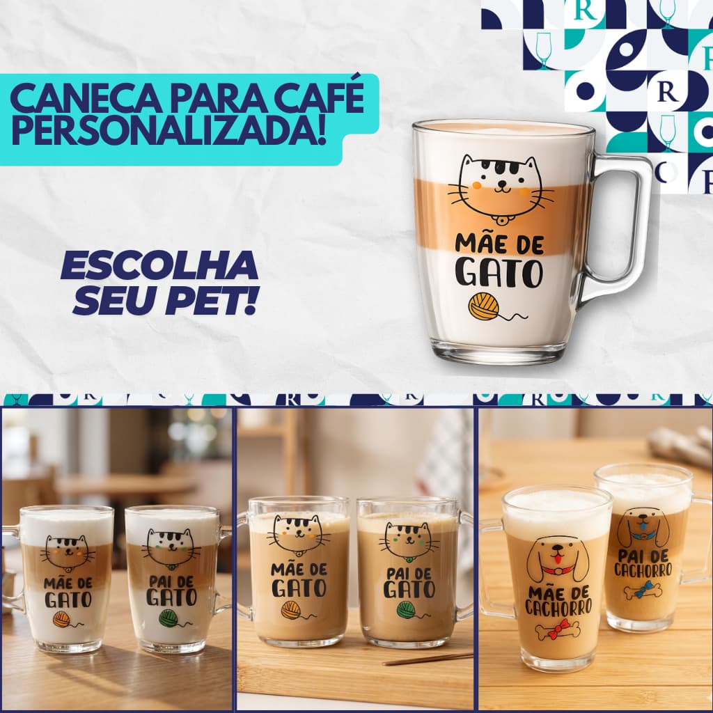Caneca Para Café e Chá Milão, Caneca de Café Estampas Diversas Mãe e Pai de Gato 330ml - Ruvolo