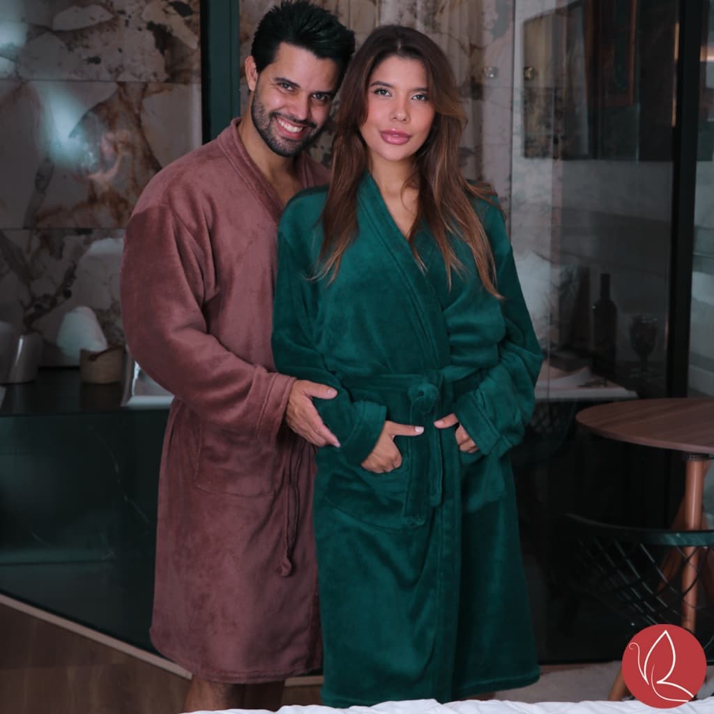 Roupão Benévola Microfibra Antialérgico Térmico Feminino Masculino Inverno Frio Hobby Quentinho Pijama Banho Aveludado