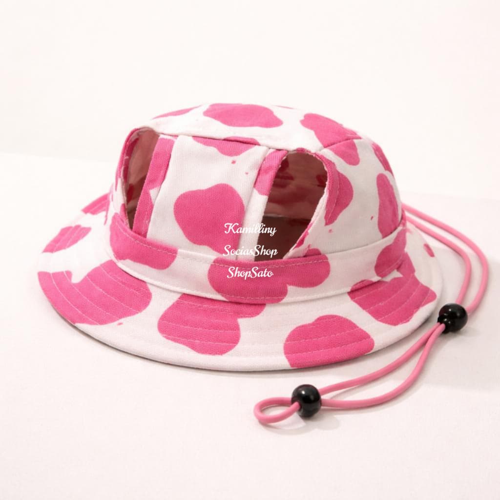 Chapéu Gato e Cachorro com furos para as orelhas e Cordão para Amarração com Estampa Sortidas Tie Dye