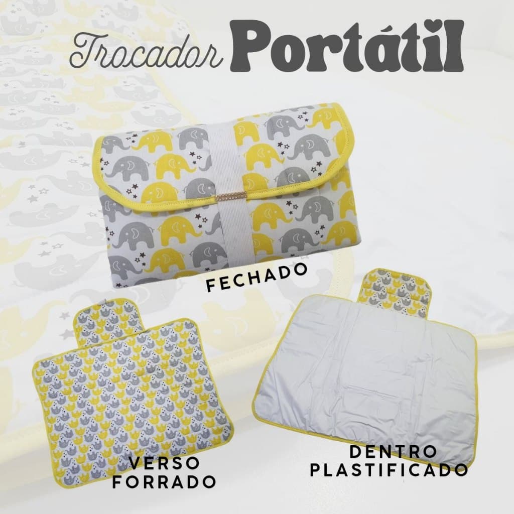 Trocador Portátil Bebê IMPERMEÁVEL ACOLCHOADO várias estampas