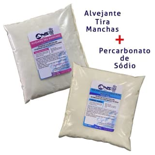 Kit Percarbonato de Sódio 1kg + Tira Manchas 1kg Clareia Roupas Remove Manchas