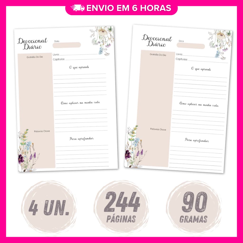 Kit 4 Miolos Devocional Secreto | Tam. A5 para Encadernação | Caderno de Oração | Ideal para Artesãs