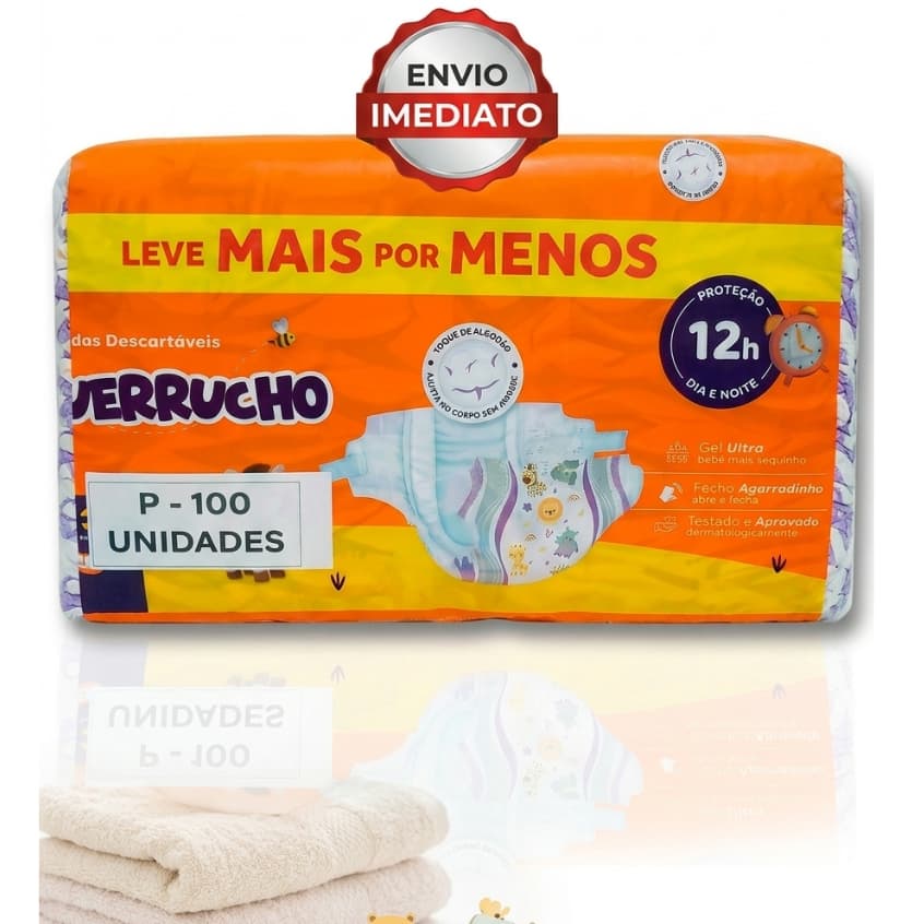 Fralda Pequerrucho P 100 Unid – Ultra Absorvente | 12h de Proteção Envio Imediato