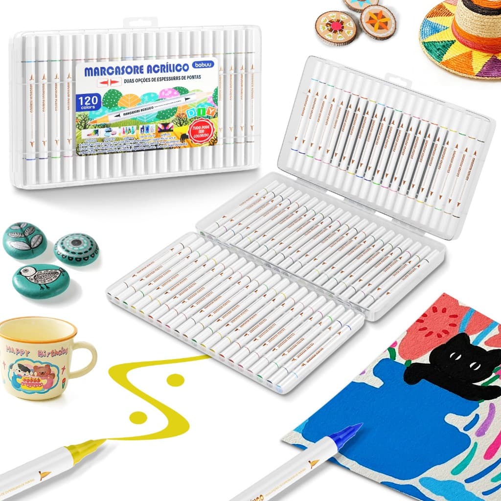 Marcadores Acrílica Tinta Kit 120/72/48/36/24 colors Caneta Brush Canetinha Pintar Aquarela Plástico insípido Inocuidade