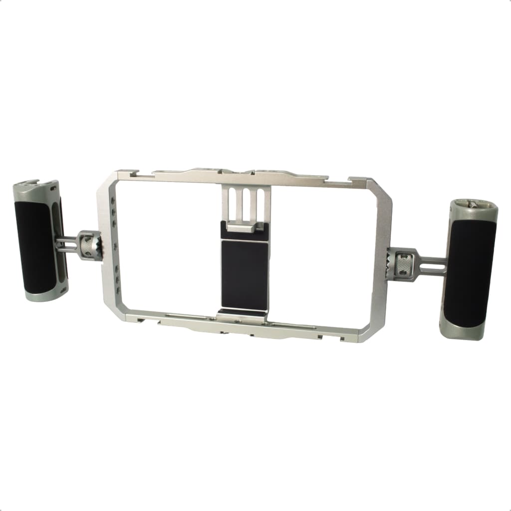 Gaiola Rig Para Celular Alumínio Estabilizador Dupla Alça Para Gravação Vídeo Vlog Com Sapata