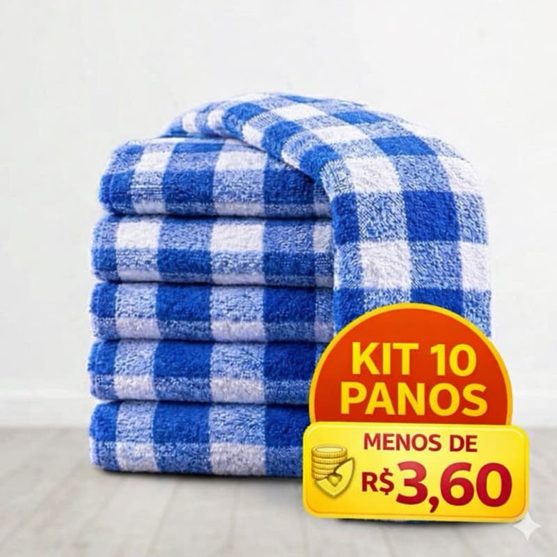 kit 10 Panos de Chão XADREZ e Branco ENTREGA RAPIDA Reforçado Limpeza geral e Cozinha
