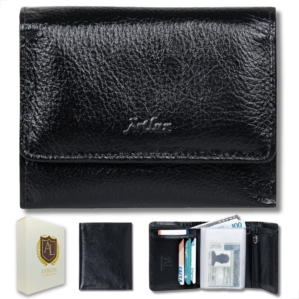 Carteira De Couro Genuíno Com Velcro Compacta para CNH com porta moedas