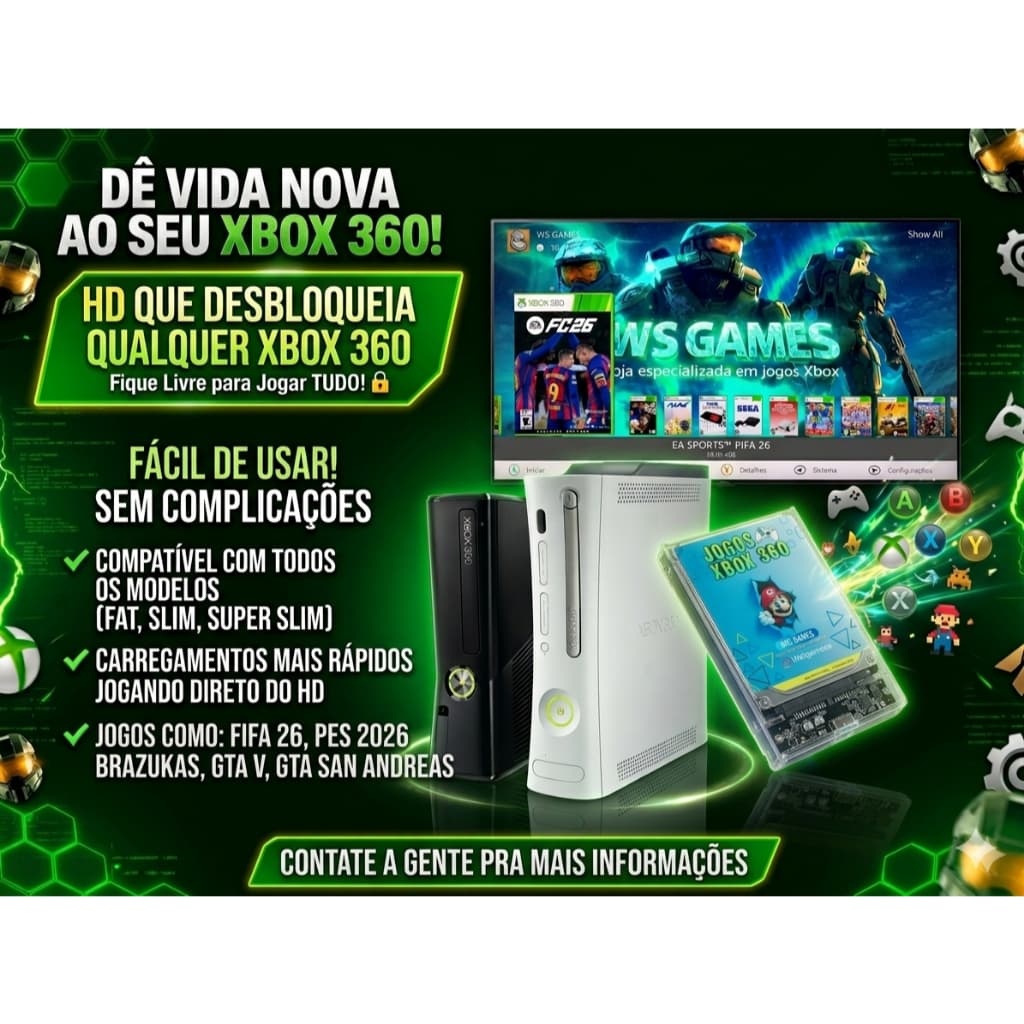 HD Externo para Xbox 360 | Jogos Selecionados | Pronto para Usar
