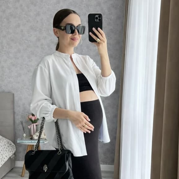 Camisa Branca Feminina Para Grávida Elegante Social Casual Modelagem Versátil Tecido Leve Confortável Moda Verão Praia