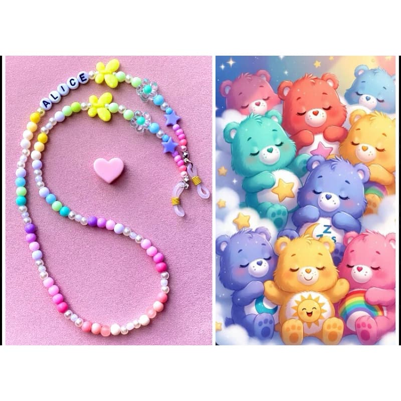 SALVA ÓCULOS INFANTIL 1 ou 2 UNIDADES CORDINHA PARA ÓCULOS COLORIDAS EM MIÇANGAS E MENINAS BIJU PERSONALIZADO c NOME