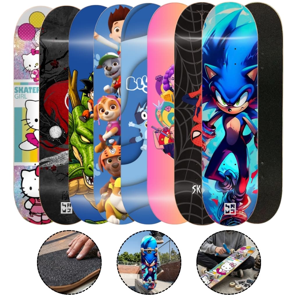 Shape De Skate Com Lixa Semi Profissional 8.0 Para Montagem Suporta Até 120kg