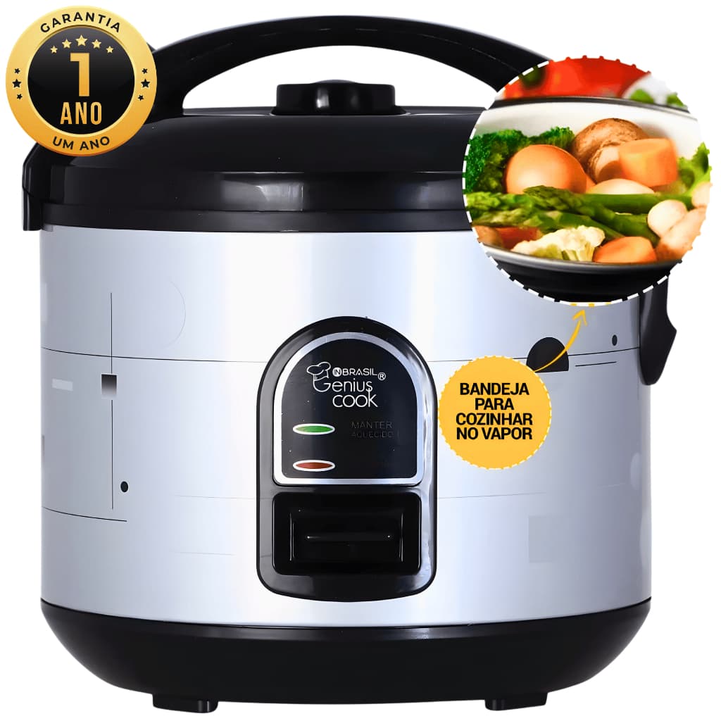 Panela Elétrica de Arroz 5 xícaras 1L - Com legumeira - Multifuncional - In Brasil
