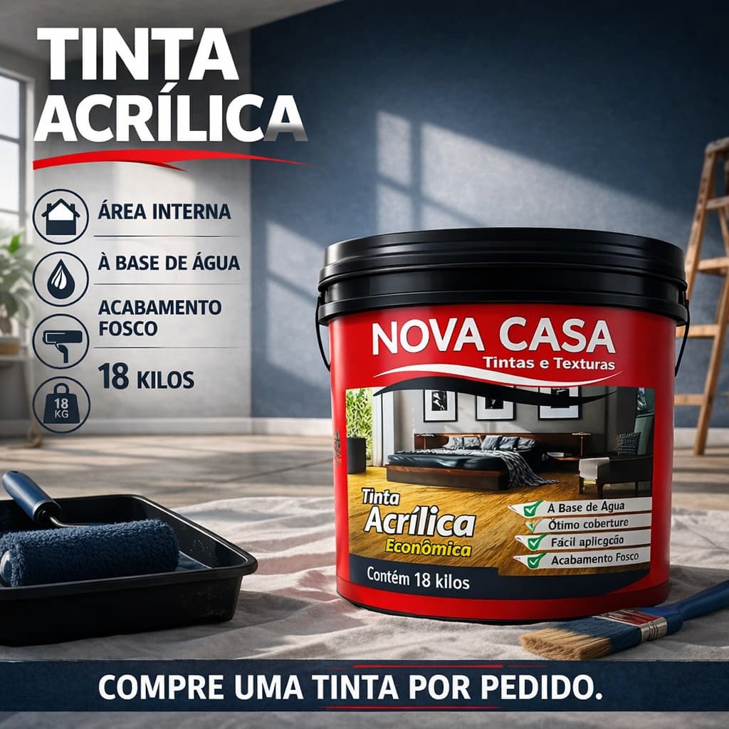 Tinta de Parede 18 Kg – Cores Variadas, Alto Rendimento e Economia Antimofo