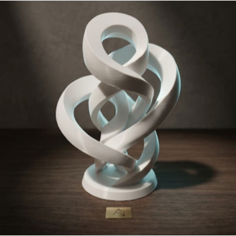 Escultura Abstrata Torção Infinita 17cm - Decoração Minimalista Luxo Sala/Escritório - Impressão 3D