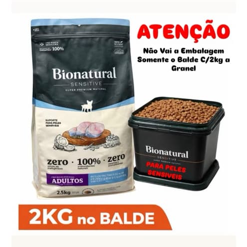 Bionatural Sensitive Raças Pequenas 2kg à Granel No Balde Sabor Peixe Branco