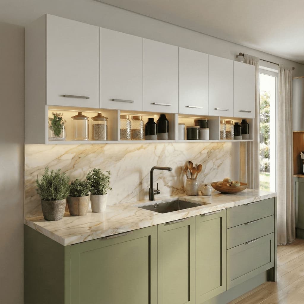 Kit 2 Armários Aéreos 3 Portas Bonatto Cozinha Moderna Completa