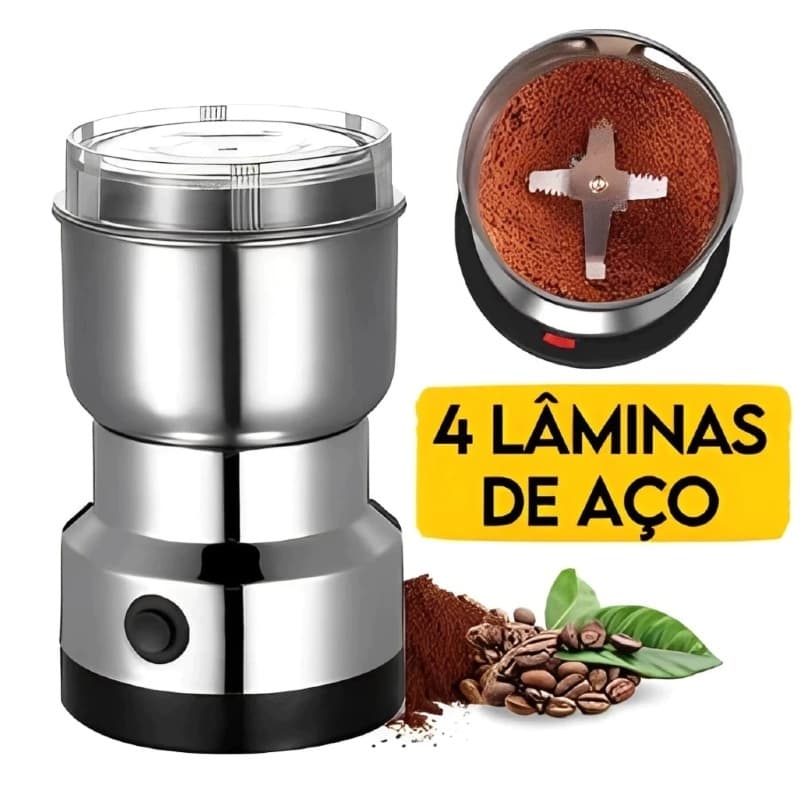 220V/110V Moedor Multifuncional de Café e Especiarias | Aço Inoxidável 4 Lâminas