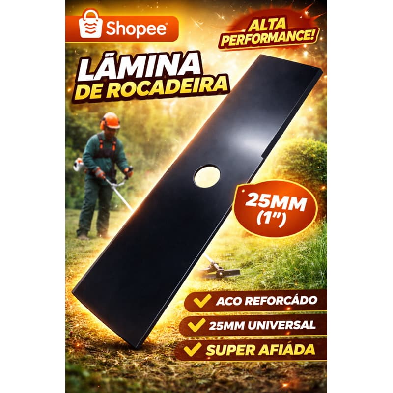 🔥 Lâmina de Roçadeira 2 Pontas 25mm (1”) Aço Manganês 50 Reforçada Profissional