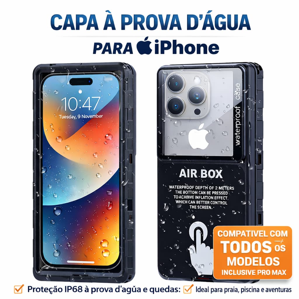 Capa Impermeável IP68 Todos os Modelos iPhone 17 16 15 Pro Max Universal 6.9” Anti Impacto