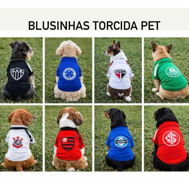 Roupas Time Pet Cachorro Blusas Torcedor Pet Blusas Pet Time
