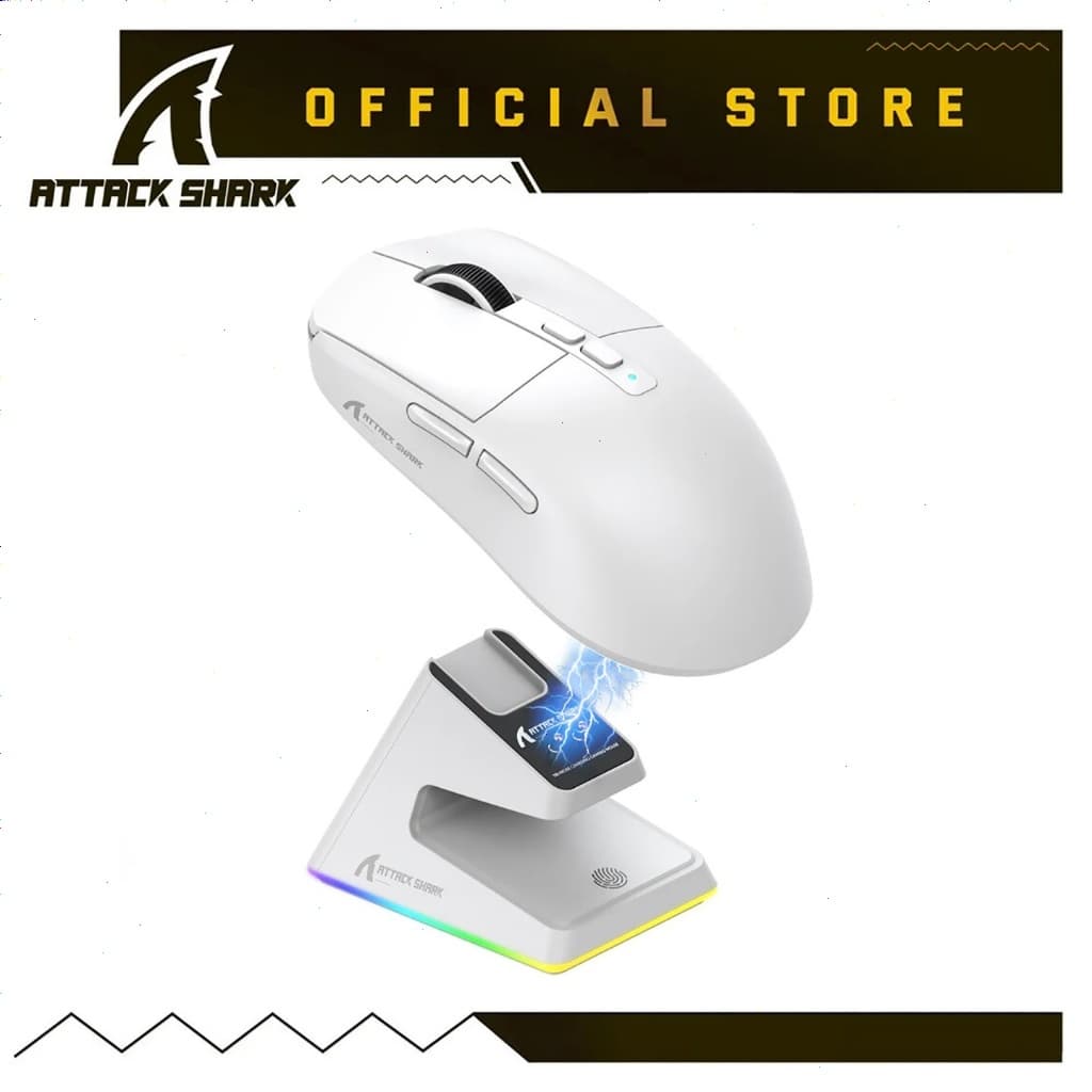 ATTACK SHARK X6 Three Modes Gaming Mouse With Charging Dock 49g SUPERLIGHT, Magnetic Charging Dock,