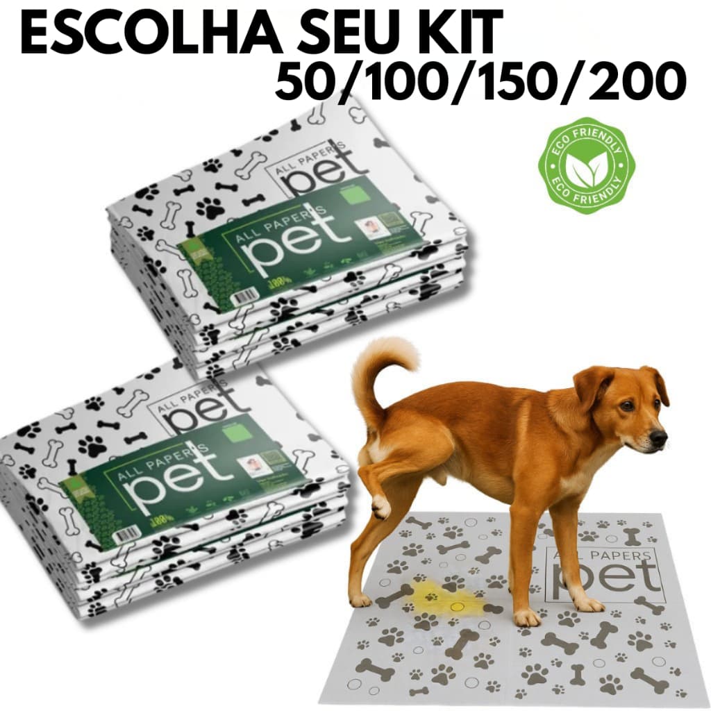 Kit 50/100/150/200 Folhas De Jornal Pet Higiênico Biodegradável Atóxico Não Mancha Escolha Seu Kit