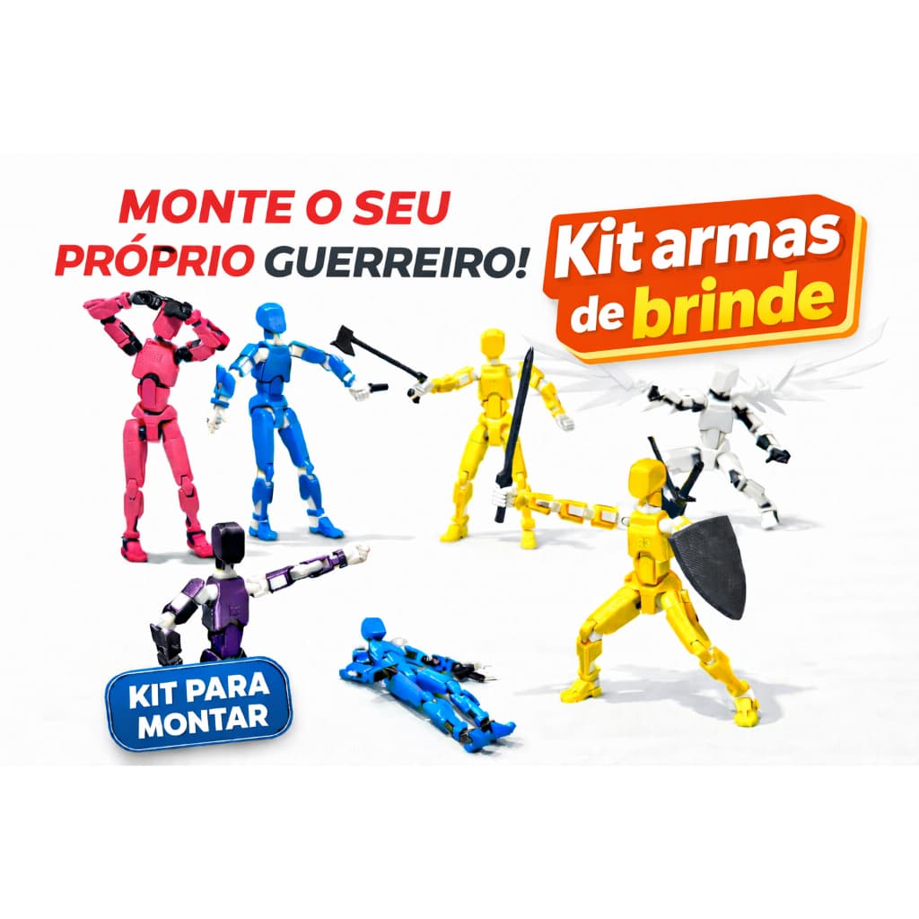 Boneco Articulado DUMMY 13 Robo - + kit Armas Gratis - Action Figure educativo - kit para montar