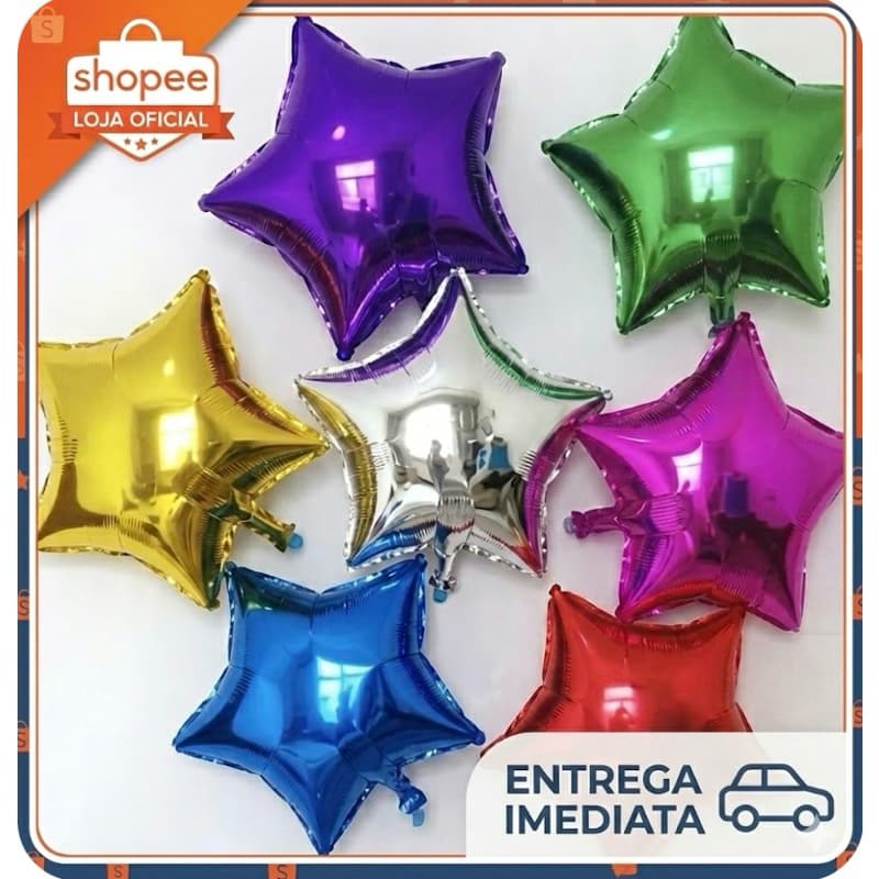 Kit 10 , 20, 30 ,50 Balão Metalizado ESTRELA 22 cm