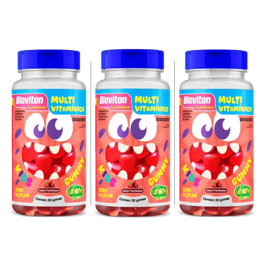Kit 3 Gummy Kids Multivitamínico 30 Gomas - Unilife