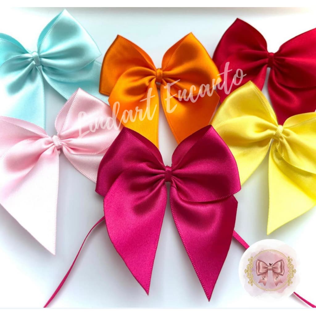 Kit laços de cetim Nº9 38mm prontos, c/ amarração (10/20/30un.) Ideal p/ lembrancinhas e personalizados/várias cores