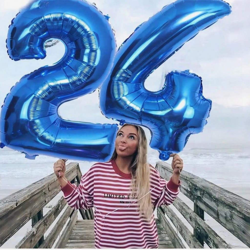 Kit 2 Balões Metalizados Número 32 Pol (80 cm) Grande azul para Aniversário e Decoração de Festas