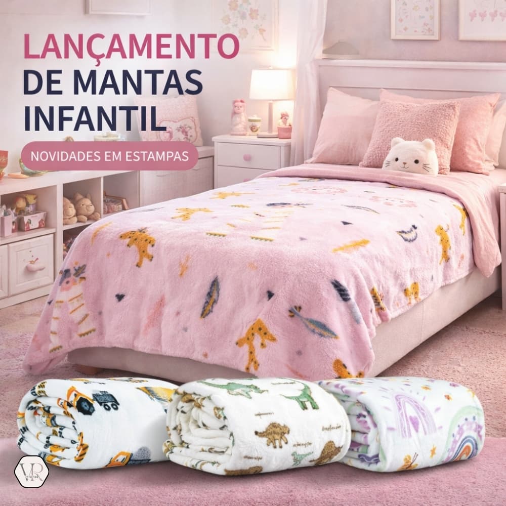 Manta Cobertor Infantil SOLTEIRO Plush Criança Unicórnio