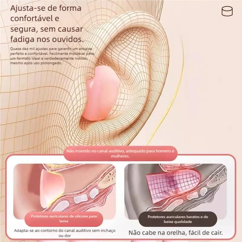 Protetor de Ouvido Dormir - Tampão Anti Ruído Auricular Profissional